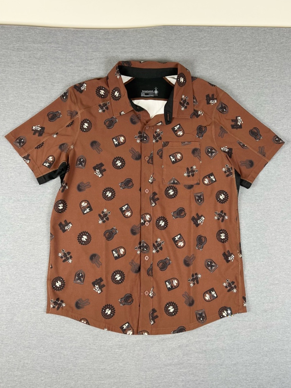 Smartwool Men's Brown Short-Sleeve Printed Button-Down Shirt